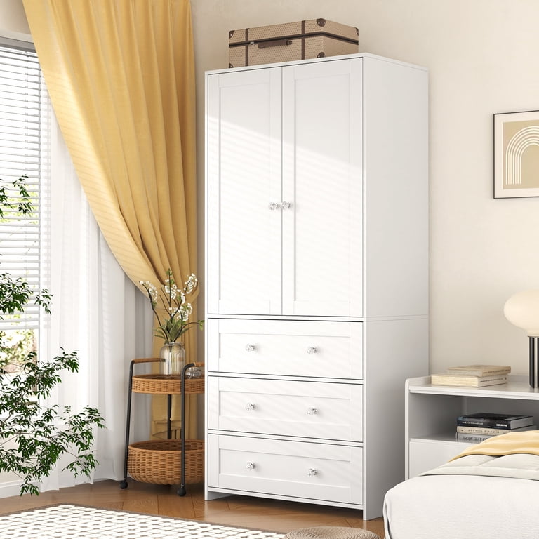 modern wardrobe dresser Modern White Wardrobe Closet with Mirror - Multi-Functional Bedroom Storage Cabinet - Bed Bath & Beyond