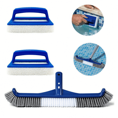 Ricihene 3-Piece Pool Cleaning Set - 2 Wall Brushes & 1 Pool Bottom Brush, for Pools, Bathrooms & Outdoor Areas