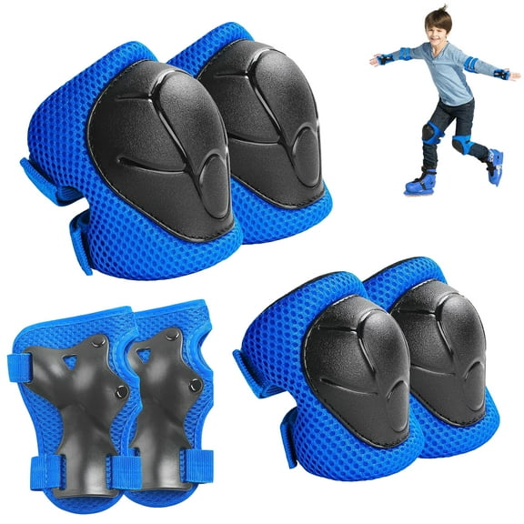 Ricihene Durable & Comfortable Imapct Resistant Adjustable Knee and Elbow Pad Set, Blue, 6 Pieces