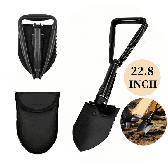 GASIKGOYINE 22.8IN Military Folding Handle Shovel,Adopt 45# High-Carbon Steel Camping Hiking Digging Backpacking Emergency