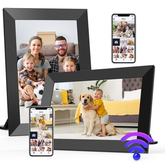 Ricilar 10.1in Digital Photo Frame, WiFi Enabled, 32GB Storage, IPS HD Display, Auto-Rotate, Wall Mountable, 2 Pack