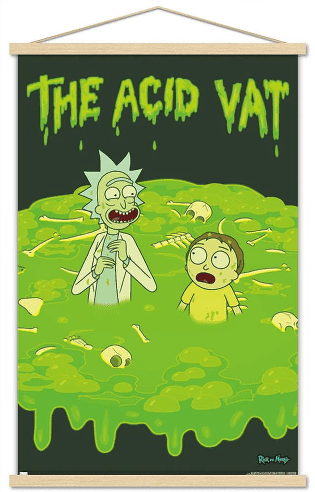 Rick And Morty - Acid Vat Wall Poster with Wooden Magnetic Frame, 22.375" x 34"
