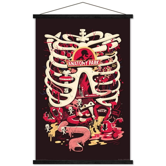 Rick And Morty - Anatomy Park Wall Poster with Wooden Magnetic Frame, 22.375" x 34"