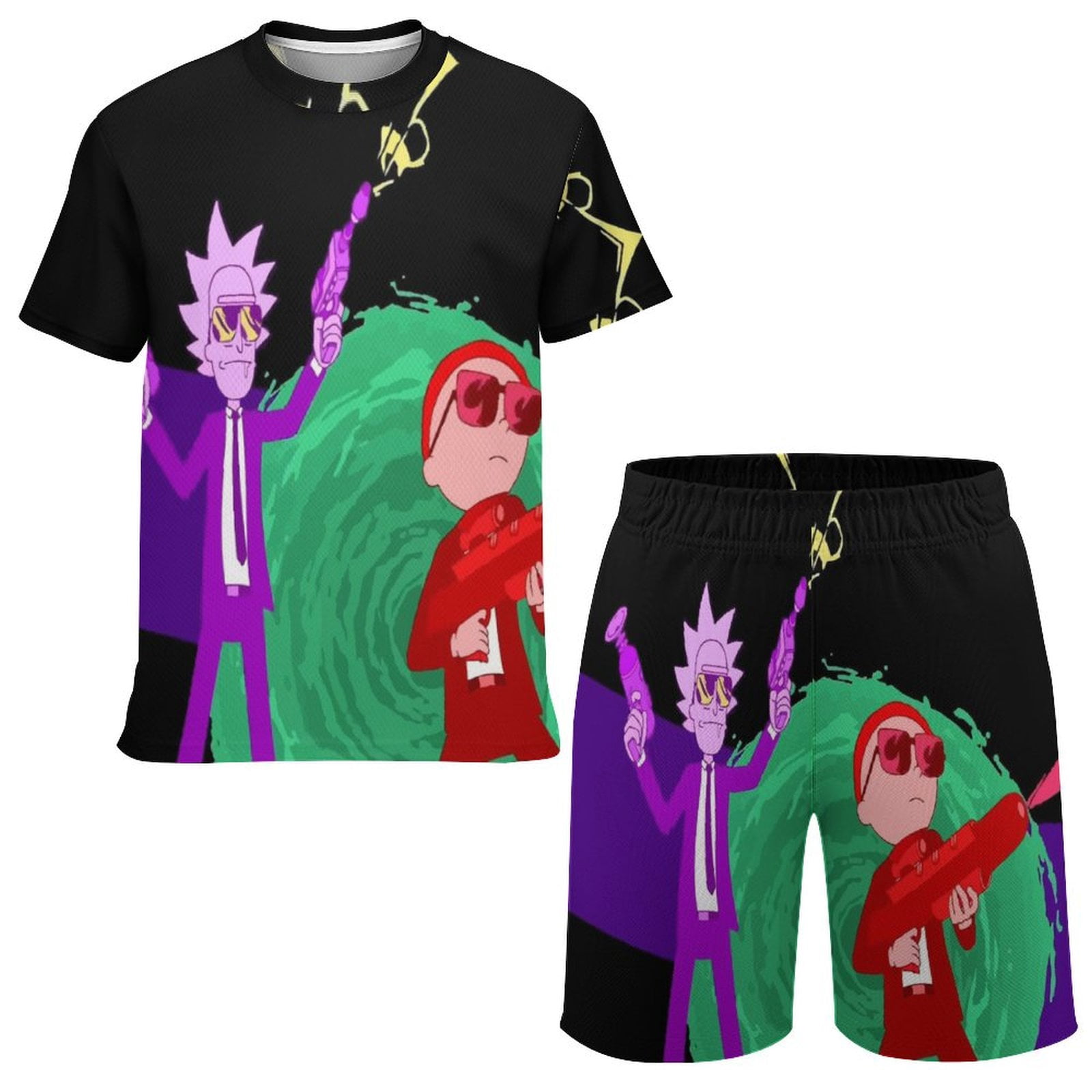 Rick And Morty Boys Girls Short Sleeve Mesh T-Shirt And Shorts Outfit ...