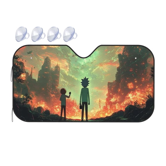 Rick And Morty Car Sun Shade Windshield Sunshade Aluminum Foil Sun Shield For Uv Protection & Heat Blocking Small