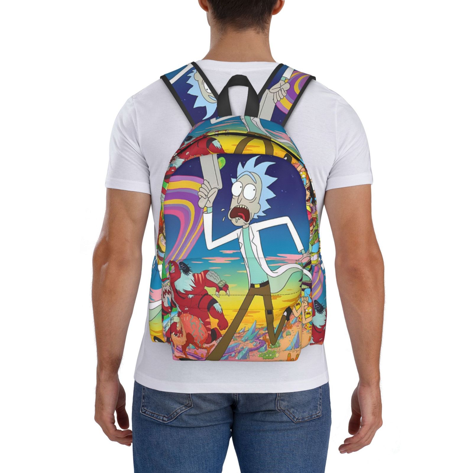 Rick And Morty Cartoon 17 Inch Backpack Large Capacity Laptop Bag ...