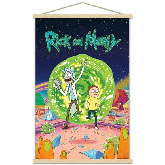 Rick And Morty - Cover Wall Poster with Wooden Magnetic Frame, 22.375" x 34"