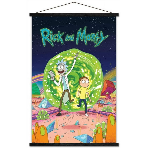Rick And Morty - Cover Wall Poster with Wooden Magnetic Frame, 22.375" x 34"