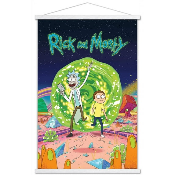 Rick And Morty - Cover Wall Poster with Wooden Magnetic Frame, 22.375" x 34"