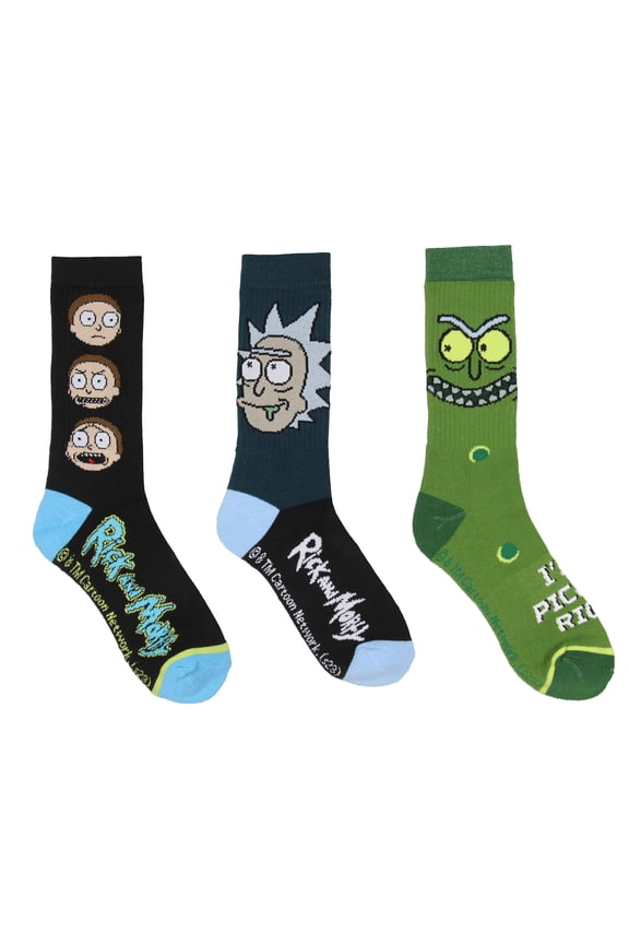 Rick And Morty Crew Socks 3 Pack, Pickle Rick Socks, Rick And Morty Performance Cushioned Athletic Crew Socks For Men Women 3 Pairs