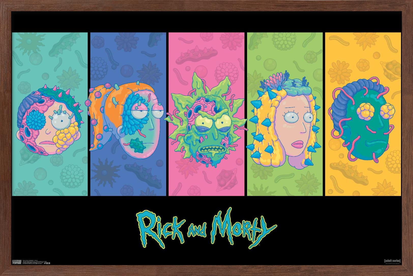 Rick And Morty - Faces Wall Poster, 14.725" x 22.375", Framed