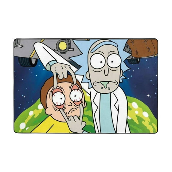 Rick And Morty Floor Mat Flannel Anti-Slip Pad Doormat 36"X24" Soft Absorbent & Wear-Resistant Area Rug For Home & Office