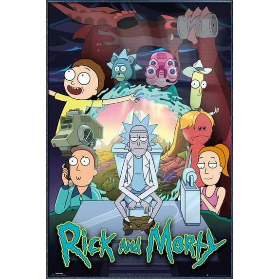 Rick And Morty - Framed TV Show Poster (Season 4 - Key Art) (Size: 24" X 36") (Orbit Blue Aluminum Frame)
