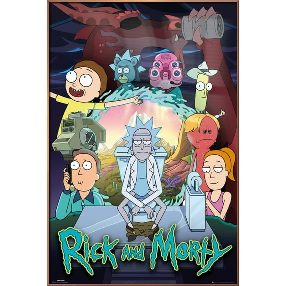 Rick And Morty - Framed TV Show Poster (Season 4 - Key Art) (Size: 24" X 36") (Shiny Copper Aluminum Frame)
