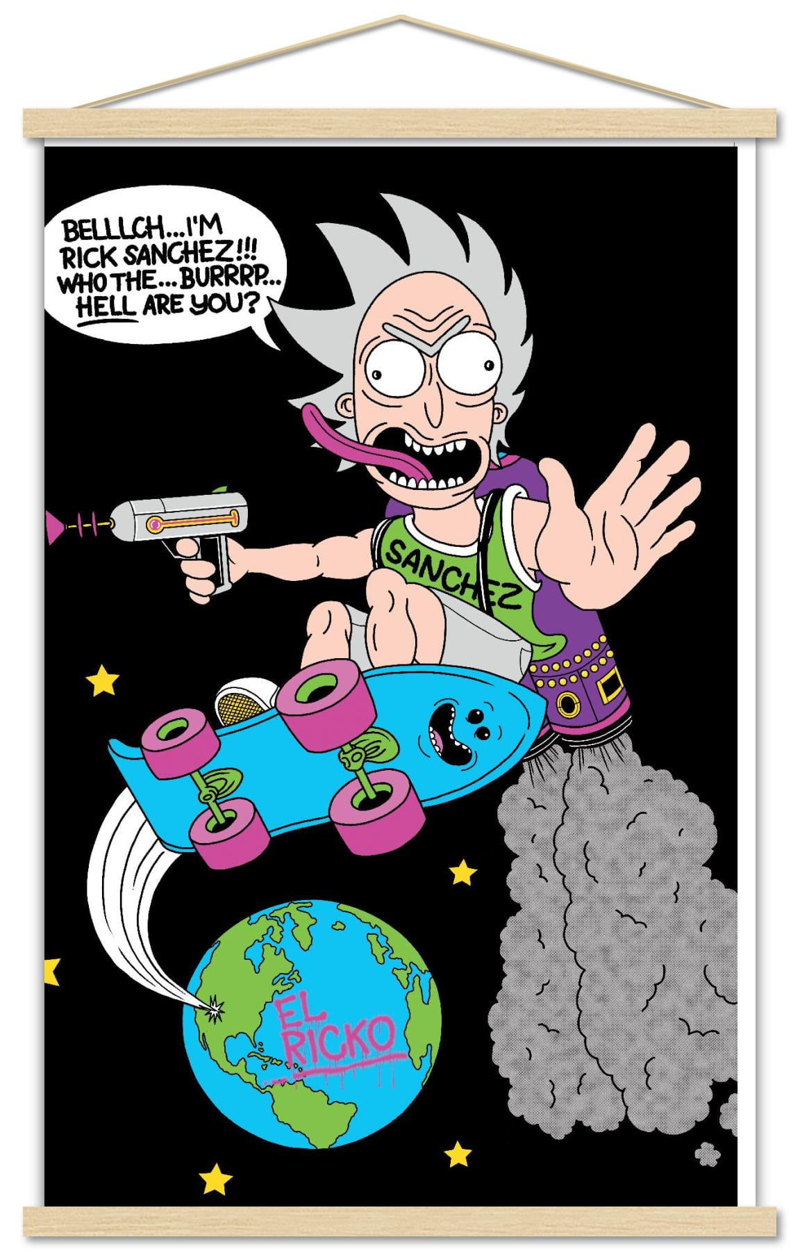 Rick And Morty - Greetings Wall Poster with Wooden Magnetic Frame, 22.375" x 34"