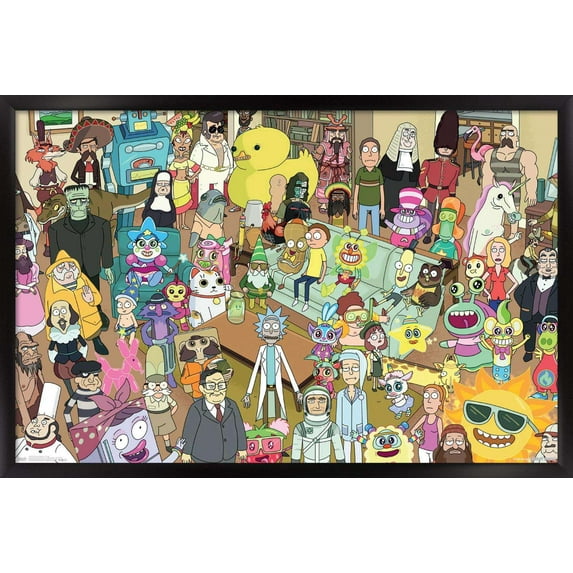 Rick And Morty - Group Wall Poster, 14.725" x 22.375", Framed