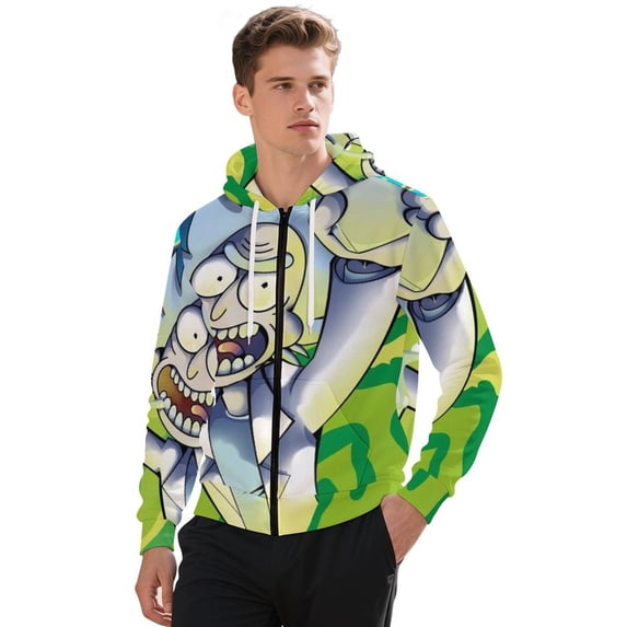 Rick And Morty Jacket Casual Oversized Hoodie Stylish Zipper Hooded Sweatshirt Warm Loose Outerwear S