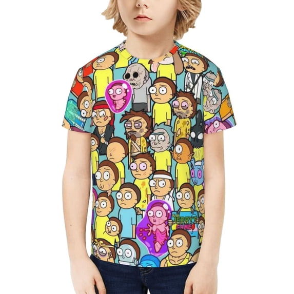 Rick And Morty Kids' Short Sleeve T-Shirt Print Tee Shirts For Boys & Girls Summer Casual Wear Fashion Top Blouse Large