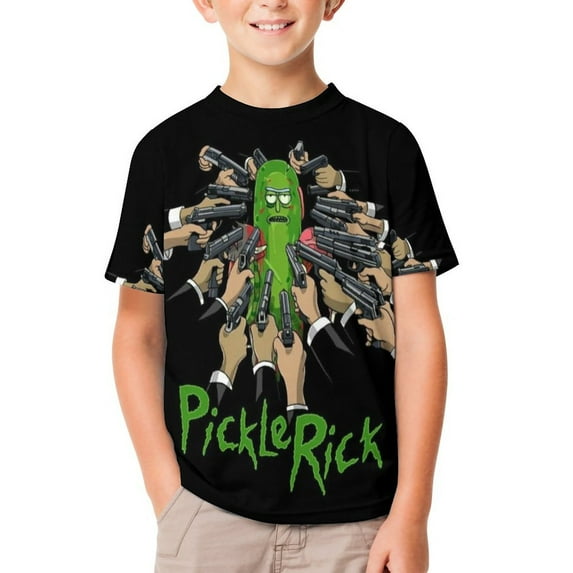 Rick And Morty Kids Short Sleeve Tee Shirt Novelty Crewneck T-Shirts Unisex Summer Blouse Tops for Boys Girls 120CM