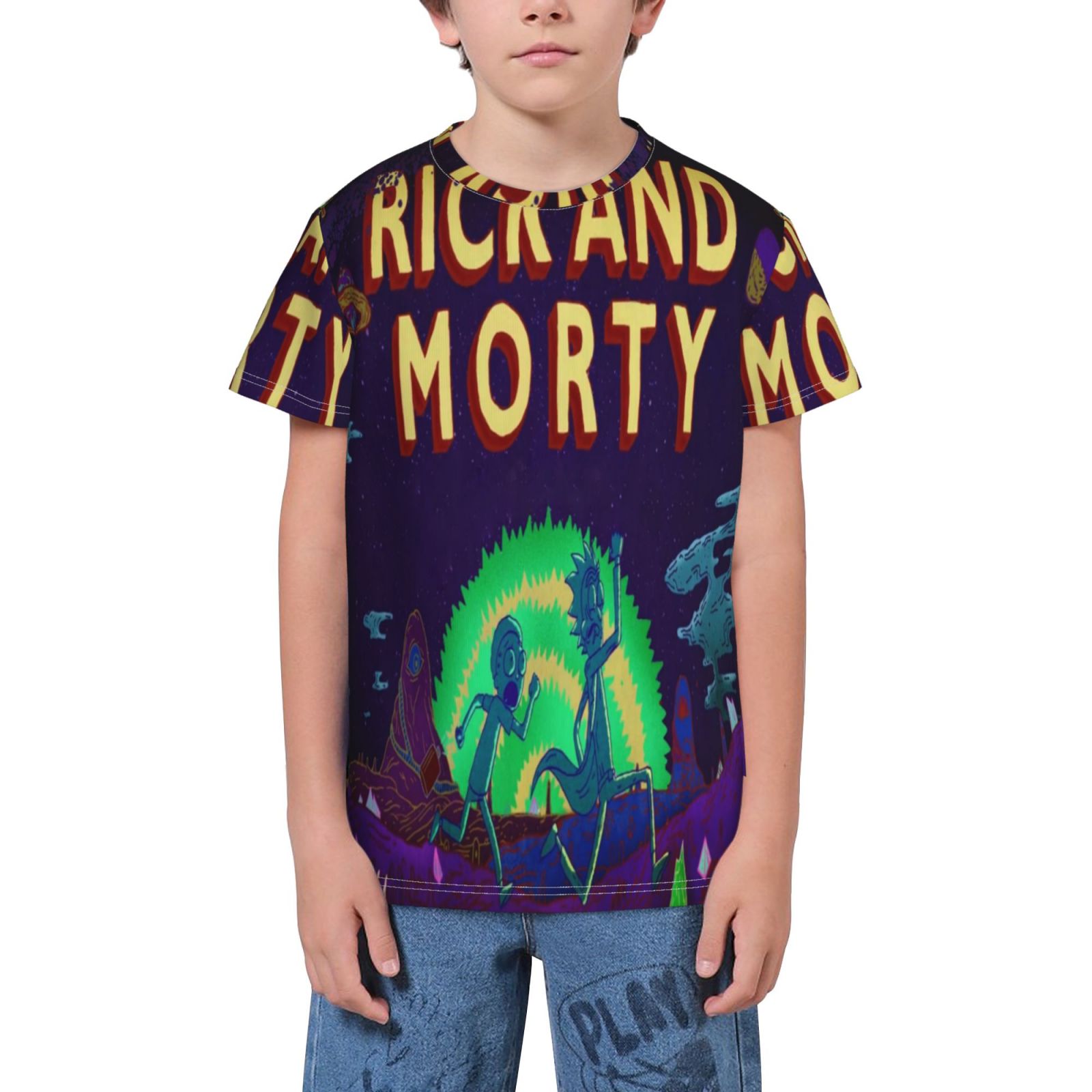 Rick And Morty Kids TShirts Novelty Crew Neck Casual Short Sleeve