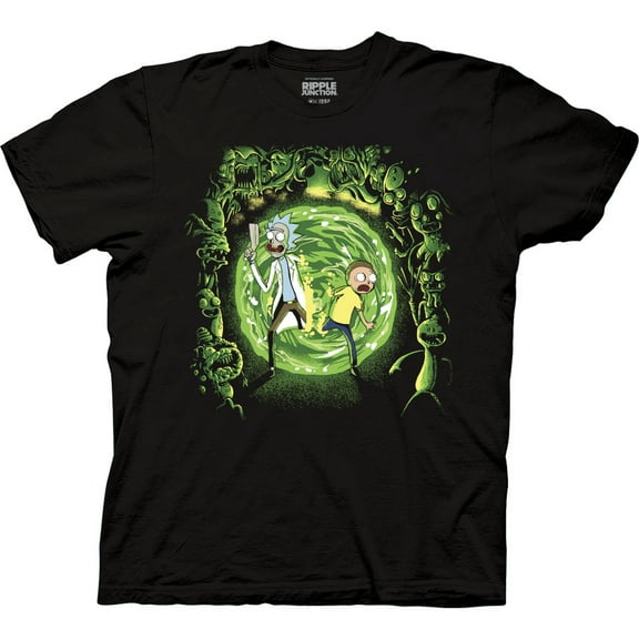 Rick And Morty Men's Black Portal T-Shirt-XLarge