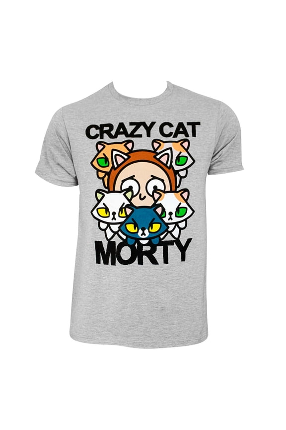 Men's Grey Crazy Cat T-Shirt-Medium