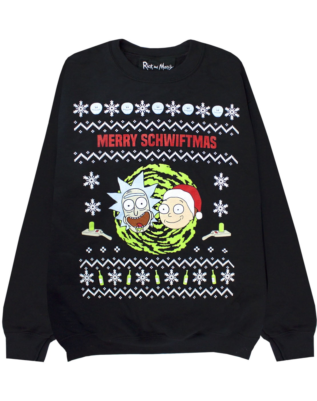 Rick and Morty Mens Merry Rickmas Red Christmas Holiday Sweater X