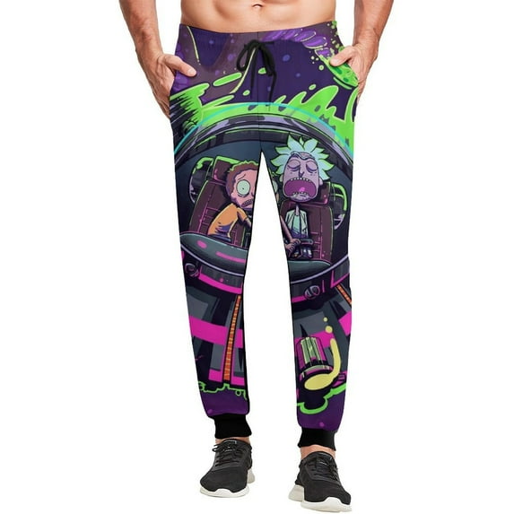 Rick And Morty Mens Joggers Sweatpants Elastic Waist Casual Athletic Sports Trousers Comfortable Workout Track Pants 3XL