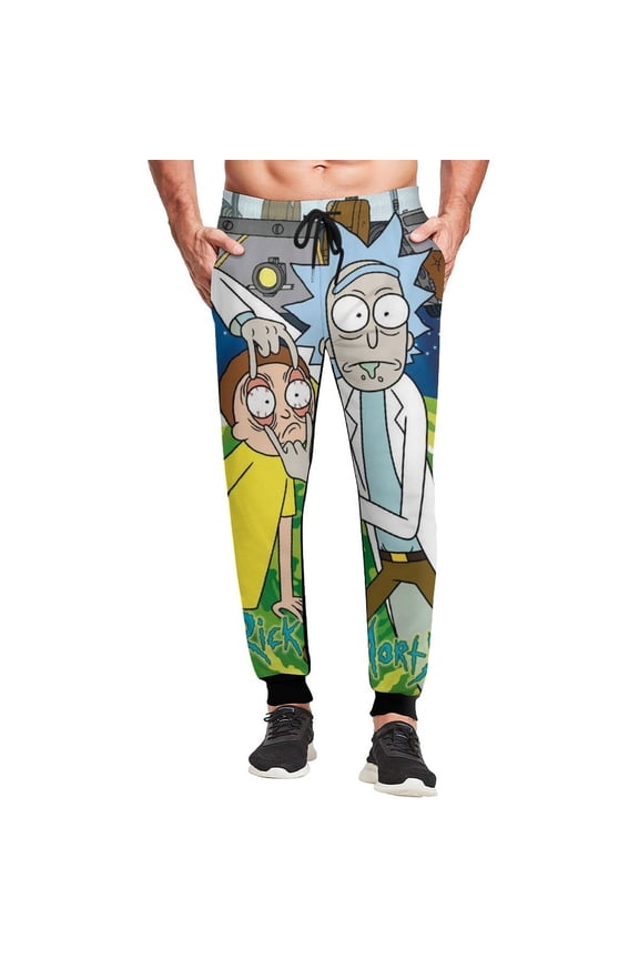 Rick And Morty Mens Joggers Sweatpants Elastic Waist Casual Athletic Sports Trousers Comfortable Workout Track Pants S