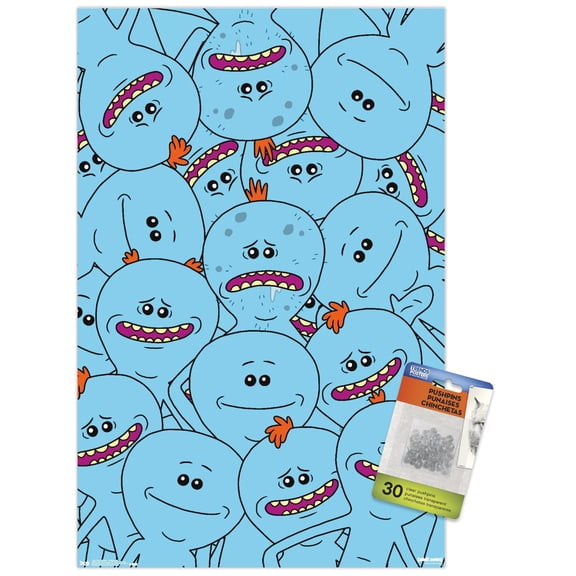 Rick And Morty - Mr. Meeseeks Wall Poster with Push Pins, 14.725" x 22.375"