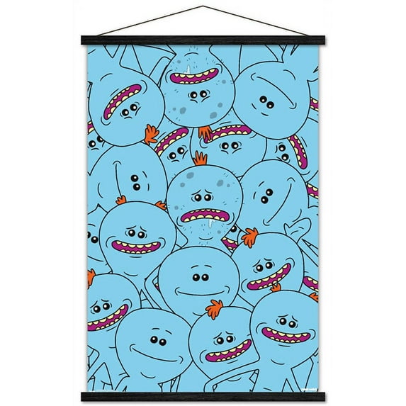 Rick And Morty - Mr. Meeseeks Wall Poster with Wooden Magnetic Frame, 22.375" x 34"