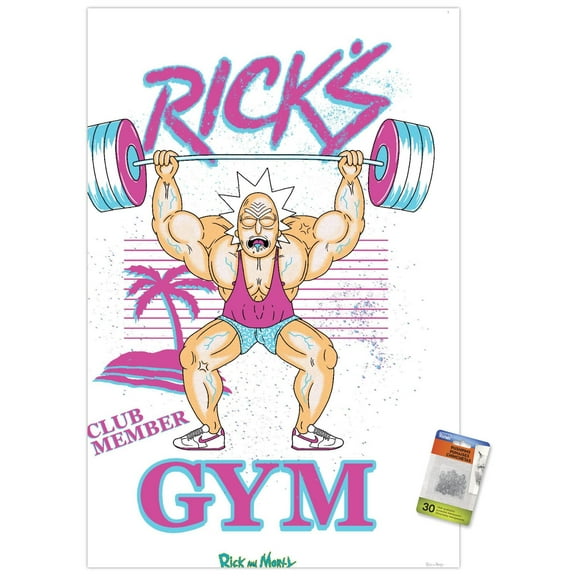 Rick And Morty - Rick's Gym Wall Poster with Push Pins, 22.375" x 34"