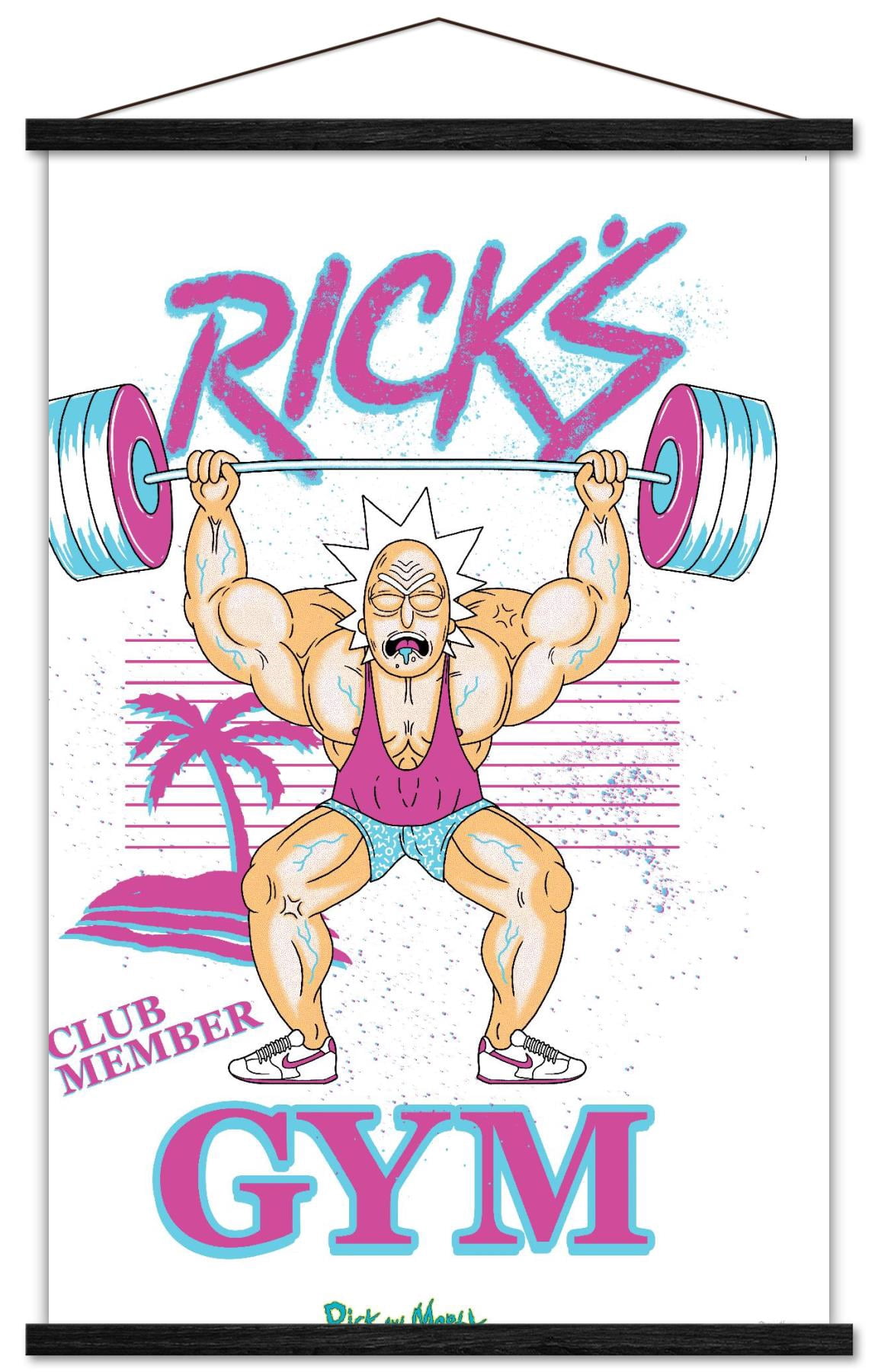 Rick And Morty - Rick's Gym Wall Poster with Wooden Magnetic Frame, 22.375" x 34"