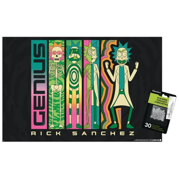 Rick And Morty: Season 8 - Genius Wall Poster with Push Pins, 14.725" x 22.375"