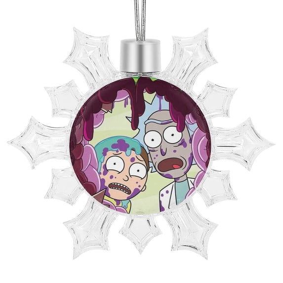 Rick And Morty Snowflake Pendant Christmas Party Decorations Snowflake Ornaments for Winter Christmas Tree Window Decor