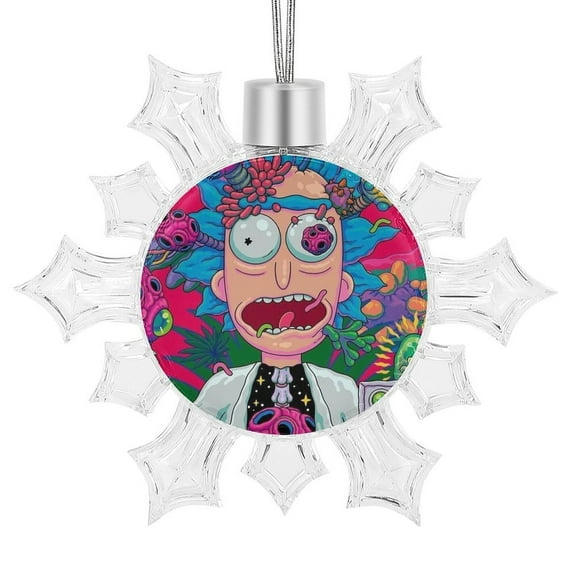 Rick And Morty Snowflake Pendant Christmas Party Decorations Snowflake Ornaments for Winter Christmas Tree Window Decor