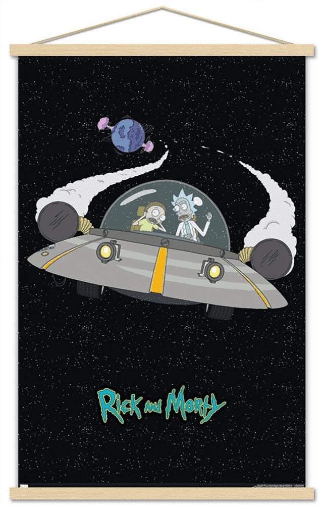 Rick And Morty - Space Wall Poster with Wooden Magnetic Frame, 22.375" x 34"