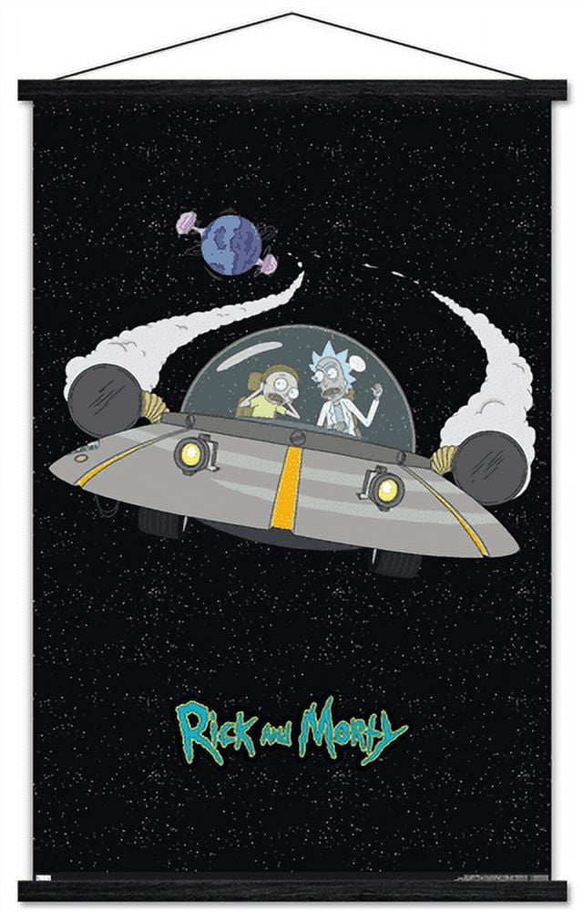 Rick And Morty - Space Wall Poster with Wooden Magnetic Frame, 22.375" x 34"