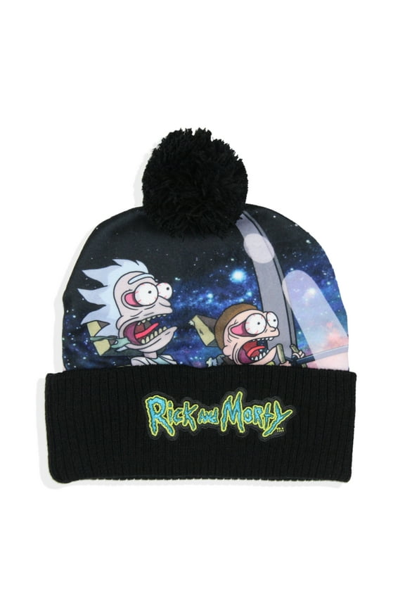 Rick And Morty Spaceship G-Force Embroidered Cuffed Pom Beanie Hat