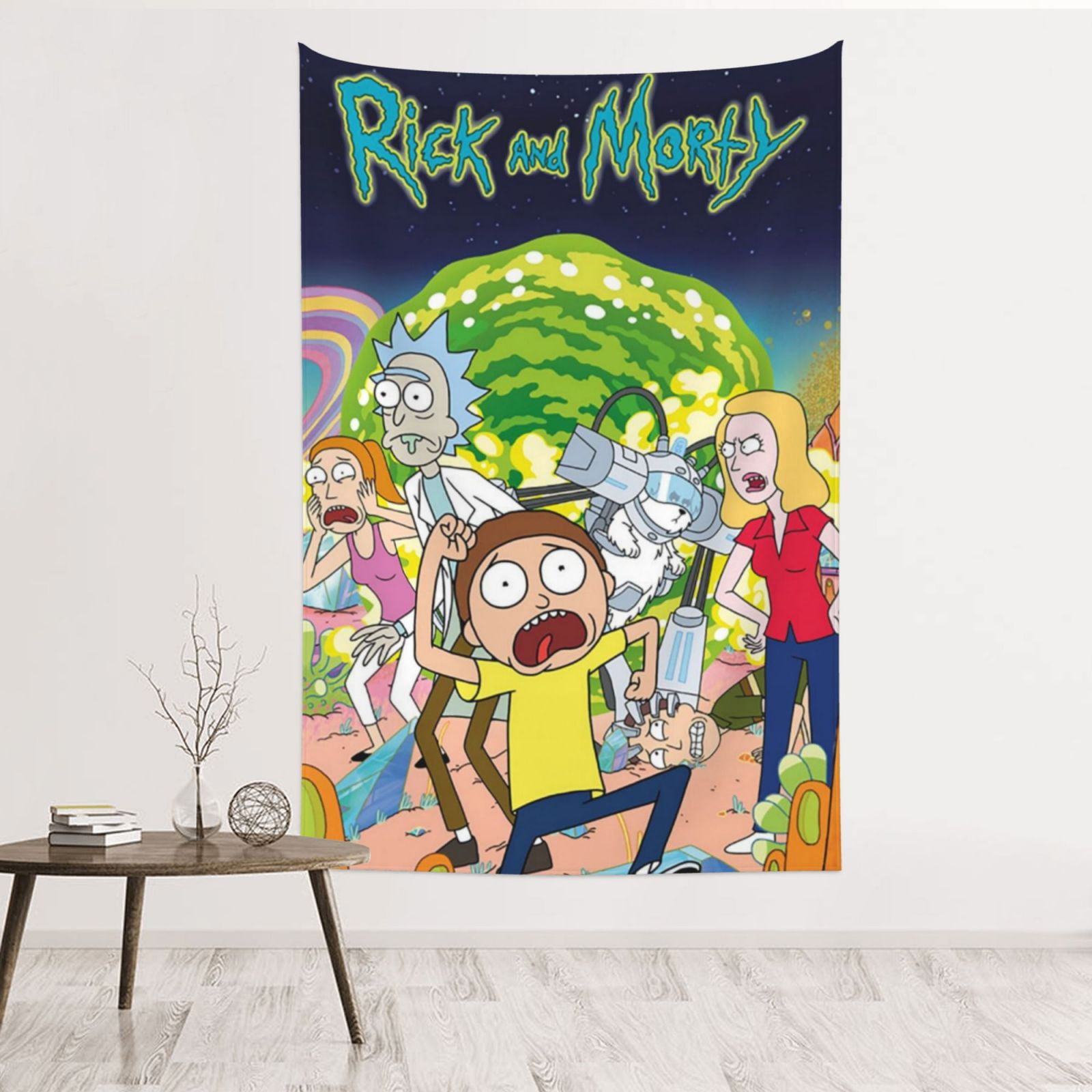 Rick And Morty Tapestry, Anime Wall Tapestries, Hippie Anime Poster For