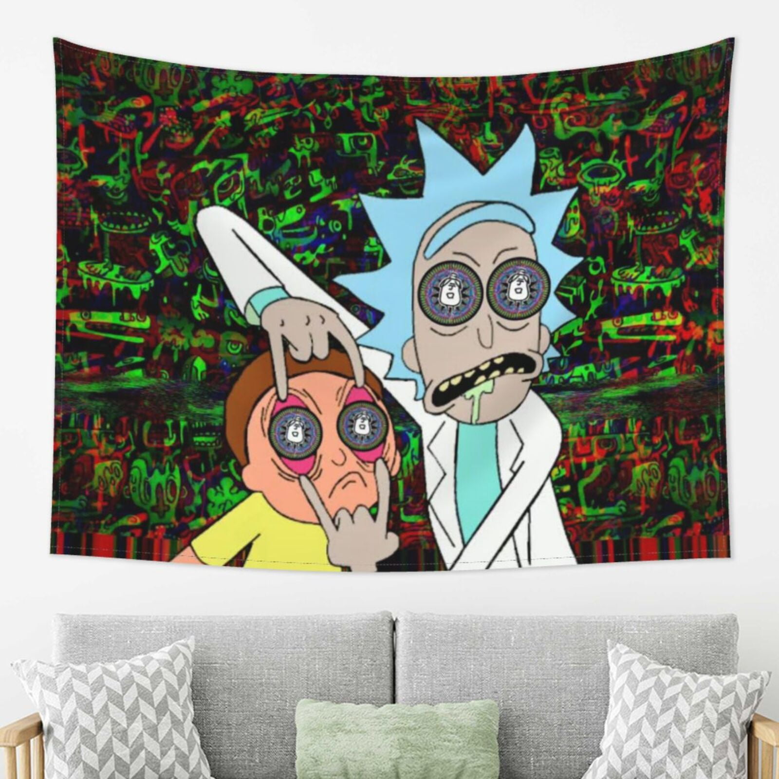 Rick And Morty Tapestry, Anime Wall Tapestries, Hippie Anime Poster For