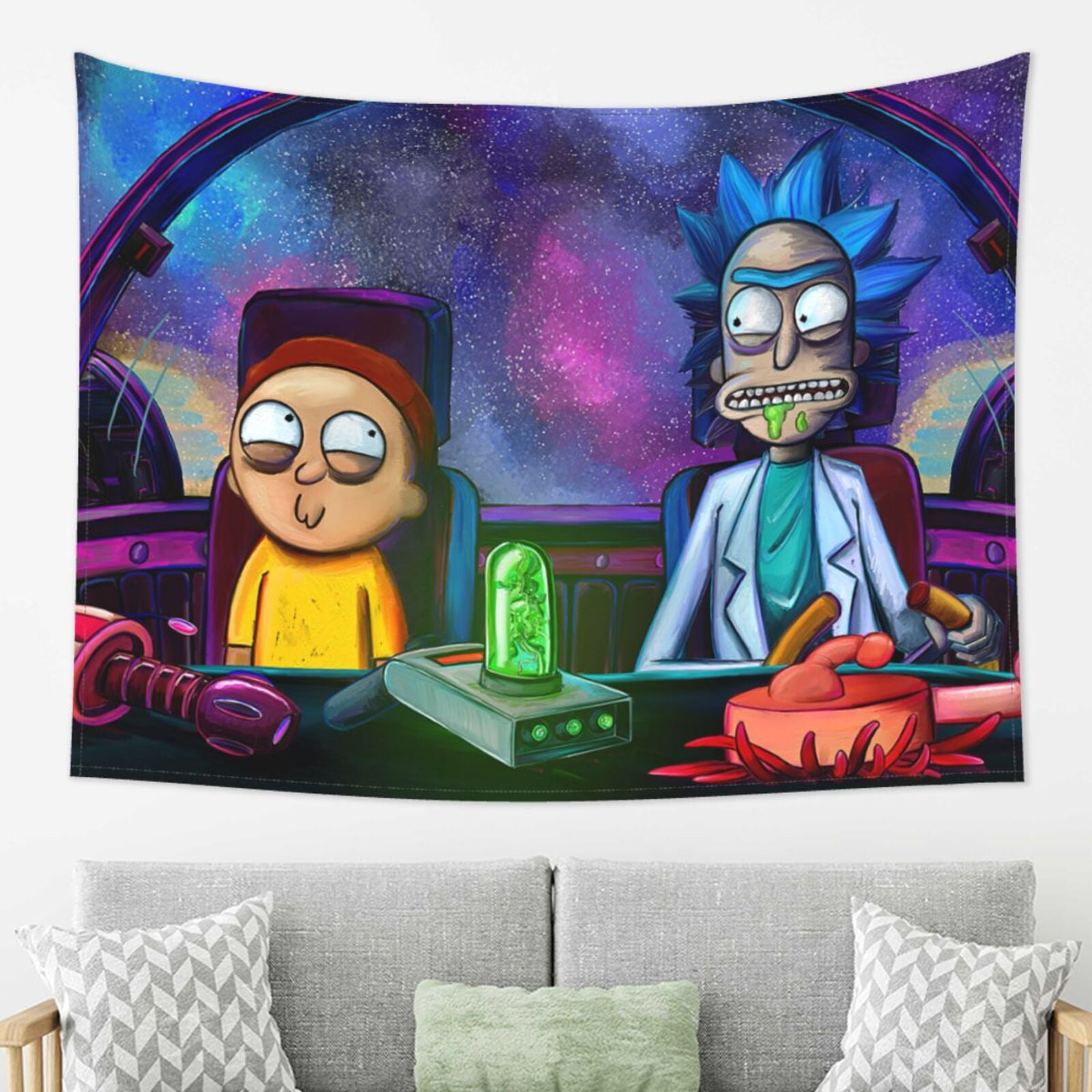 Rick And Morty Tapestry, Anime Wall Tapestries, Hippie Anime Poster For