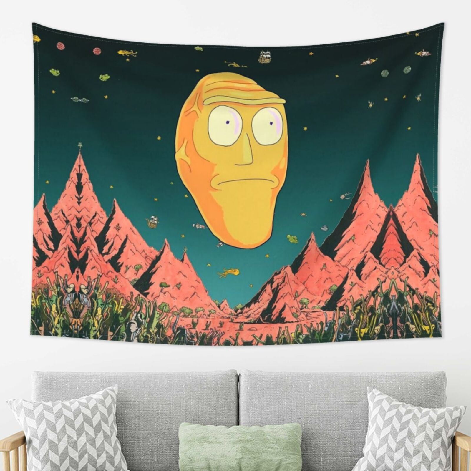 Rick And Morty Tapestry, Anime Wall Tapestries, Hippie Anime Poster For