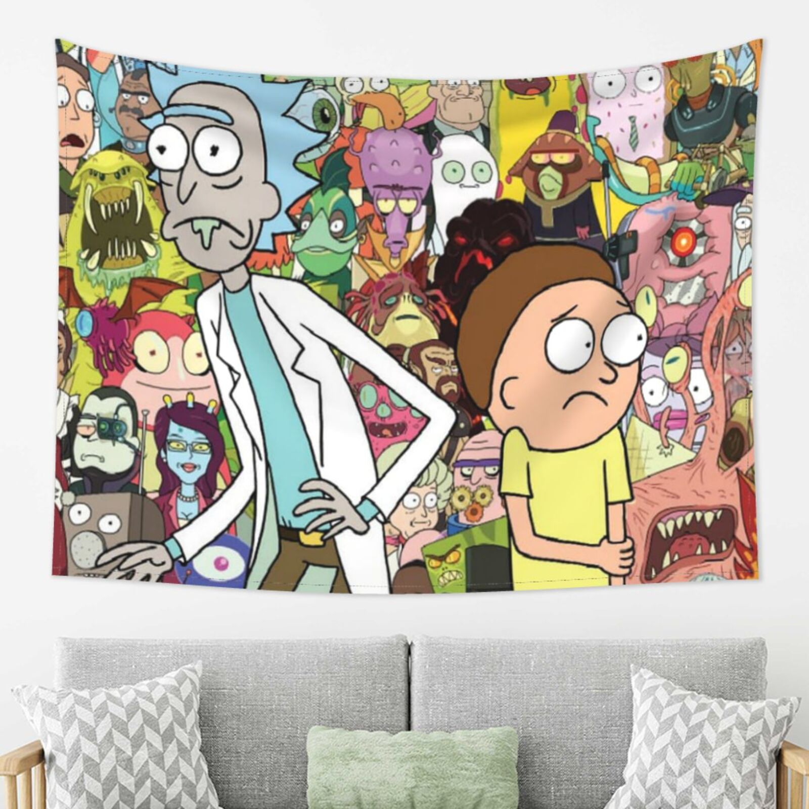 Rick And Morty Tapestry, Anime Wall Tapestries, Hippie Anime Poster For