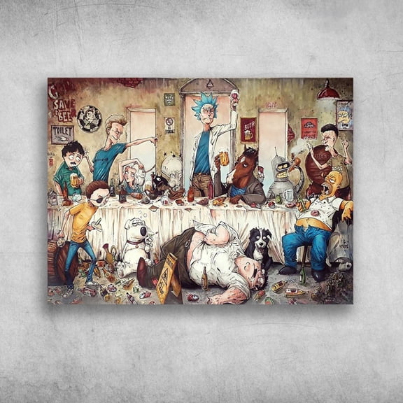 Rick And Morty, The Simpsons, Family Guy, Futurama, BoJack Horseman, Disenchantment, Epic Art, Marcelo Ventura 16 x 24 Inch Poster