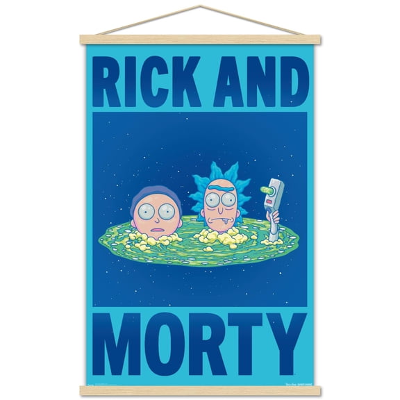 Rick And Morty - Title Wall Poster with Wooden Magnetic Frame, 22.375" x 34"