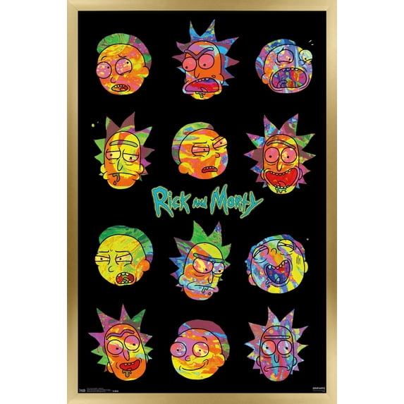 Rick And Morty - Vaporwave Wall Poster, 22.375" x 34", Framed