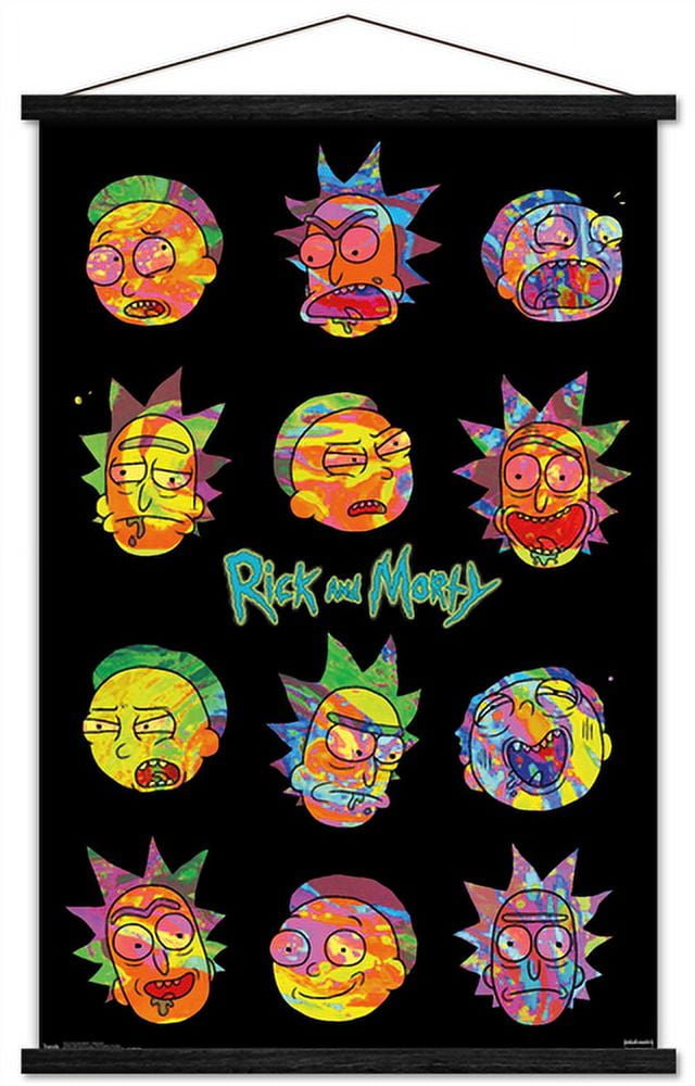 Rick And Morty - Vaporwave Wall Poster with Magnetic Frame, 22.375" x 34"