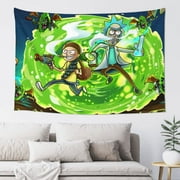 Rick And Morty Wall Tapestry, Anime Tapestries, Hippie Anime Poster For Bedroom, Funny Aesthetics Room Decor Flag, Wall Hanging For Teen Girls Men Dorm Living Room, 60x40 Inch