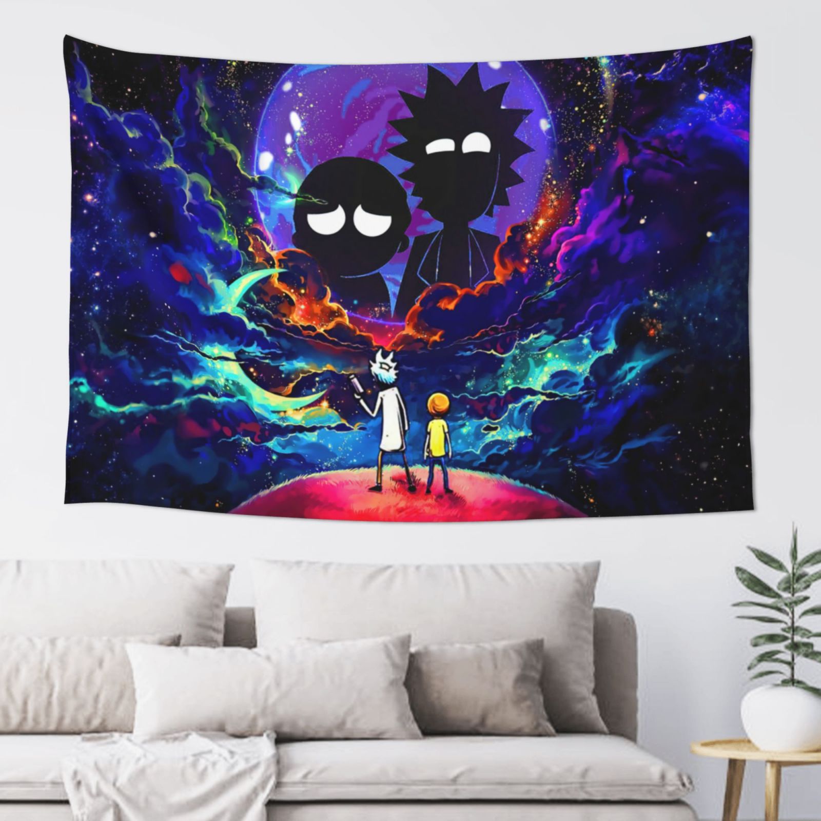 Rick And Morty Wall Tapestry, Anime Tapestries, Hippie Anime Poster For